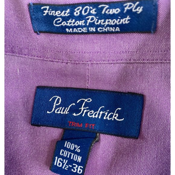 Paul Fredrick Purple Button Down Trim Fit Long Sleeve Shirt Size 16 1/2 - 36 - Picture 3 of 8